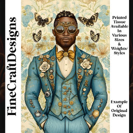 Afroamerikanischer Steampunk Male Blue P8 Decoupag Seidenpapier