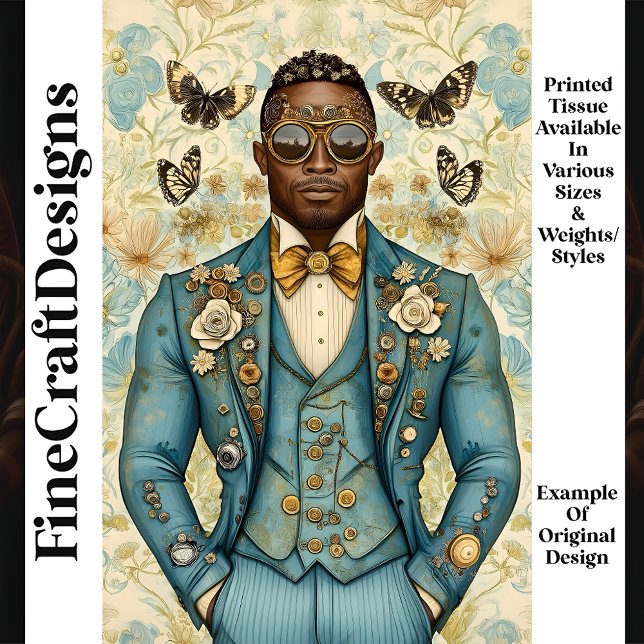 Afroamerikanischer Steampunk Male Blue P8 Decoupag Seidenpapier (Von Creator hochgeladen)