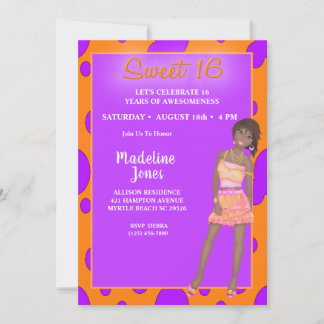 Afroamerikanischer Sweet 16 Party Einladungen