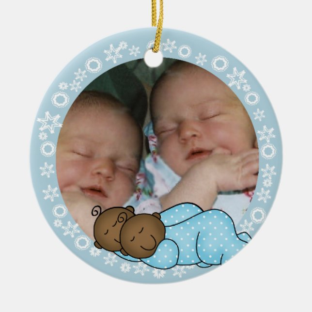 Afroamerikanischer Twin Boys 1. Weihnachtsschmuck (Vorne)