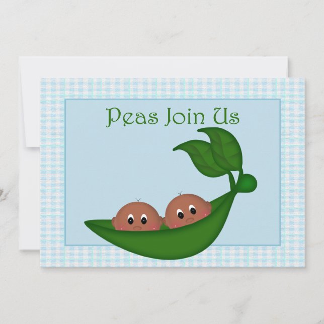 Afroamerikanischer Twin Boys Baby Shower Einladung (Vorderseite)