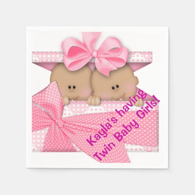Afroamerikanischer Twin Girl Baby Shower Napkin Serviette (Vorderseite)