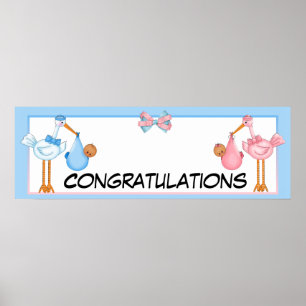 Afroamerikanischer Twins Baby Showbanner Poster