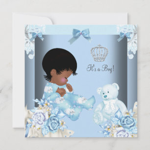 Afroamerikanischer Vintag Prince Baby Shower Boy 2 Einladung