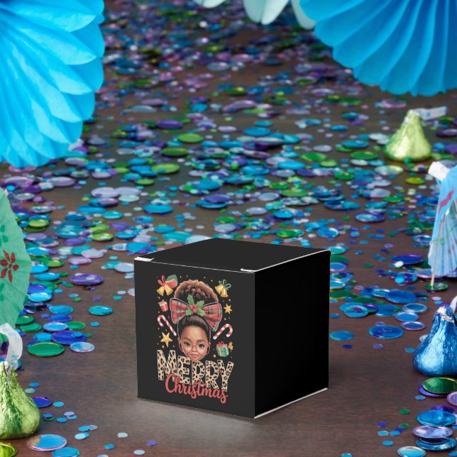 Afroamerikanischer Weihnachts-Messy-Bun Schwarze M Geschenkschachtel (Party)