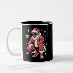 Afroamerikanischer Weihnachts-Pyjama Xmas Afro Wei Zweifarbige Tasse