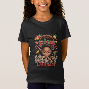 Afroamerikanischer Weihnachts-Unordentlicher Dutt  T-Shirt