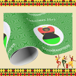 Afroamerikanischer Weihnachtsangel Personalisiert Geschenkpapier