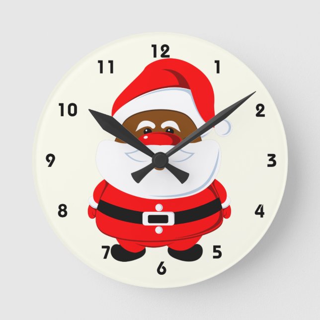 Afroamerikanischer Weihnachtsfeiertag Runde Wanduhr (Vorderseite)