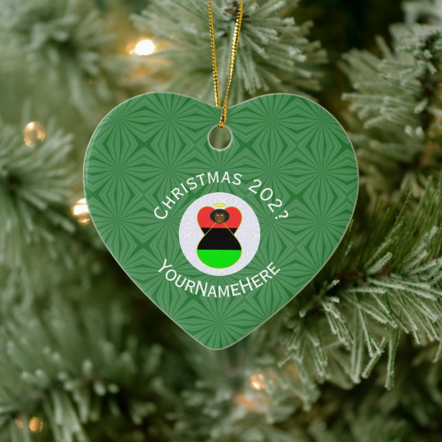 Afroamerikanischer Weihnachtsfeind Jahr Herz Keramik Ornament (Baum)