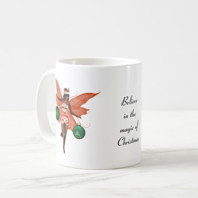 Afroamerikanischer Weihnachtskaffee Tasse (Vorderseite Links)