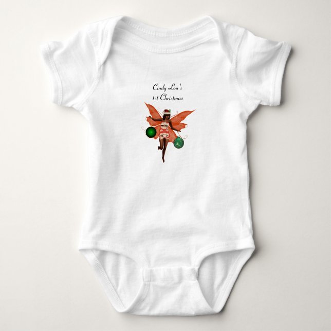 Afroamerikanischer Weihnachtskittel Baby Strampler (Vorderseite)