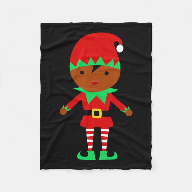 Afroamerikanischer Weihnachtsmann Elf Fleecedecke (Vorderseite)