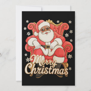 Afroamerikanischer Weihnachtsmann Frohe Weihnachte Feiertagskarte