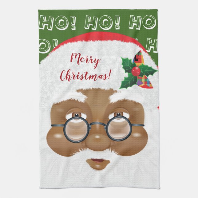 Afroamerikanischer Weihnachtsmann Geschirrtuch (Vertikal)