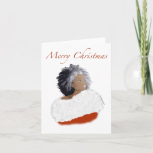 Afroamerikanischer Weihnachtsmann-Lady-Weihnachtsk Karte