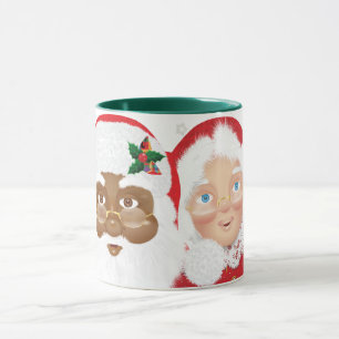 Afroamerikanischer Weihnachtsmann & Mrs. Claus Wei Tasse