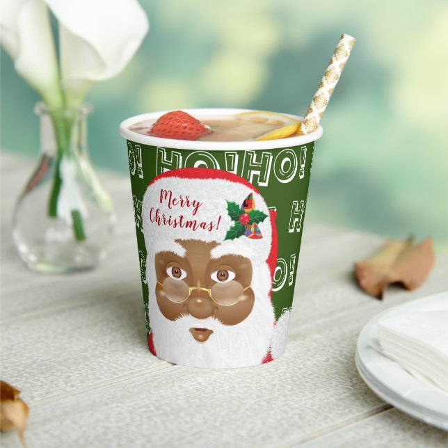 Afroamerikanischer Weihnachtsmann Pappbecher (In Situ)