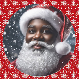 Afroamerikanischer Weihnachtsmann Runder Aufkleber