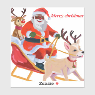 Afroamerikanischer Weihnachtsmann und Freunde Aufkleber