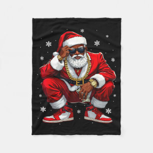 Afroamerikanischer Weihnachtsmann Weihnachten Schw Fleecedecke