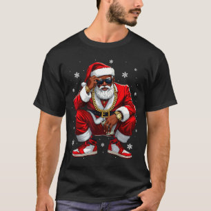 Afroamerikanischer Weihnachtsmann Weihnachten Schw T-Shirt