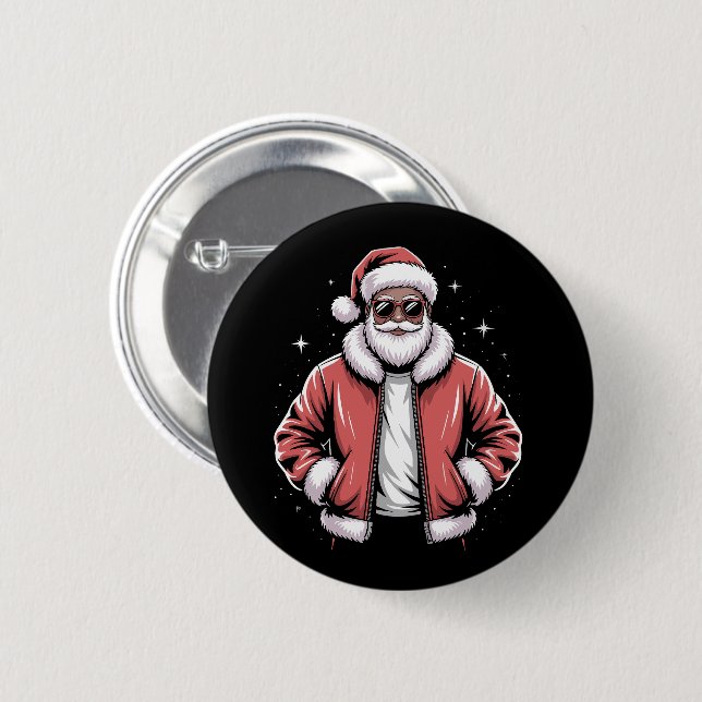 Afroamerikanischer Weihnachtsmann Weihnachts-Pyjam Button (Vorne & Hinten)