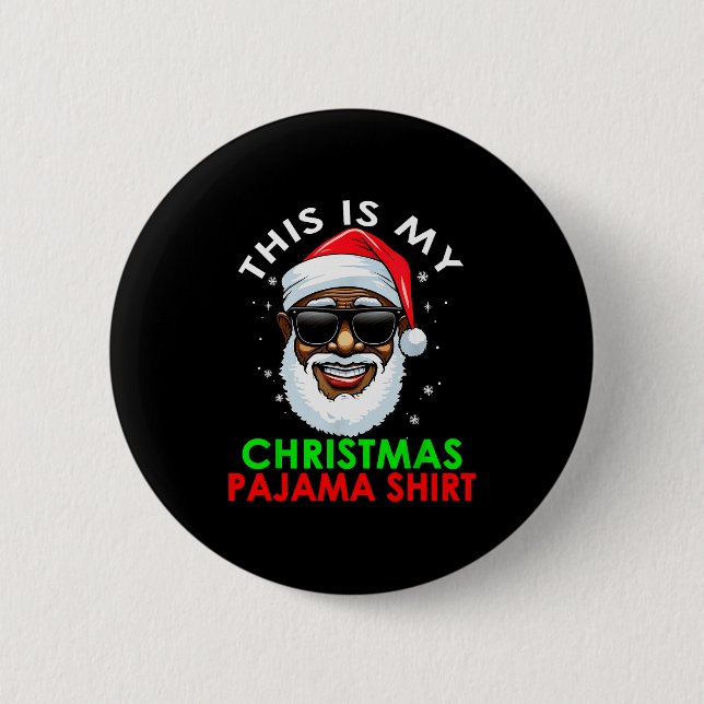Afroamerikanischer Weihnachtsmann Weihnachts-Pyjam Button (Vorderseite)