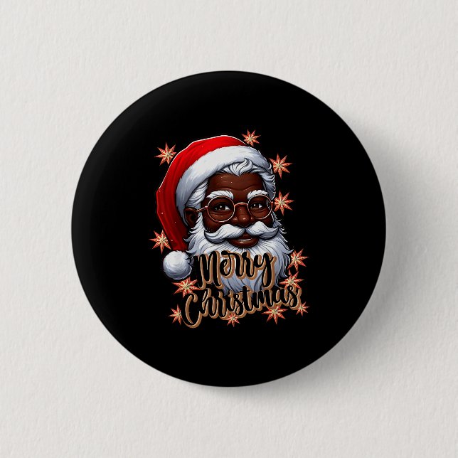 Afroamerikanischer Weihnachtsmann Weihnachts-Pyjam Button (Vorderseite)