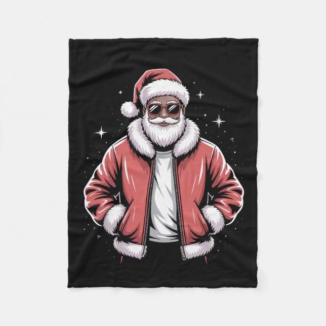 Afroamerikanischer Weihnachtsmann Weihnachts-Pyjam Fleecedecke (Vorderseite)