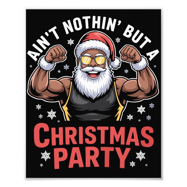 Afroamerikanischer Weihnachtsmann Weihnachts-Pyjam Fotodruck (Vorne)