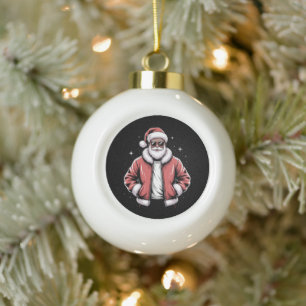 Afroamerikanischer Weihnachtsmann Weihnachts-Pyjam Keramik Kugel-Ornament