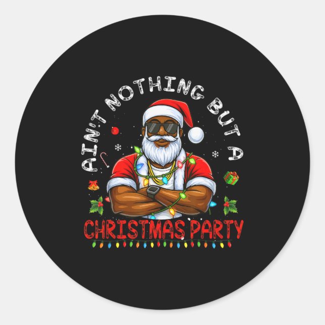 Afroamerikanischer Weihnachtsmann Weihnachts-Pyjam Runder Aufkleber (Vorderseite)
