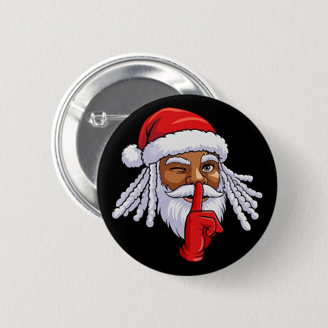 Afroamerikanischer Weihnachtsmann Weihnachtsfeier  Button (Vorne & Hinten)