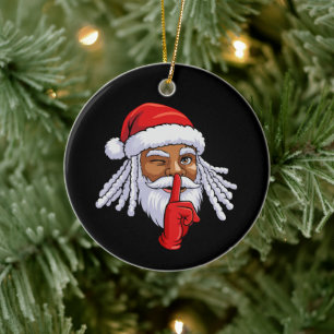 Afroamerikanischer Weihnachtsmann Weihnachtsfeier Keramik Ornament