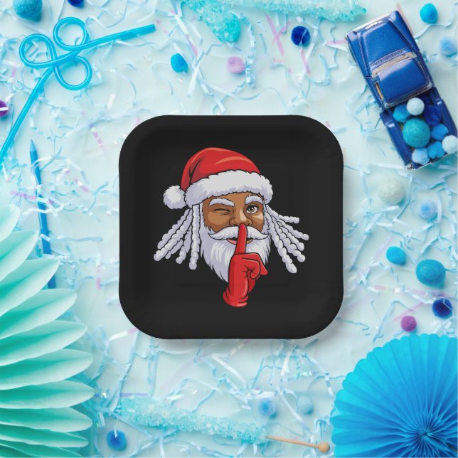 Afroamerikanischer Weihnachtsmann Weihnachtsfeier  Pappteller (Party)