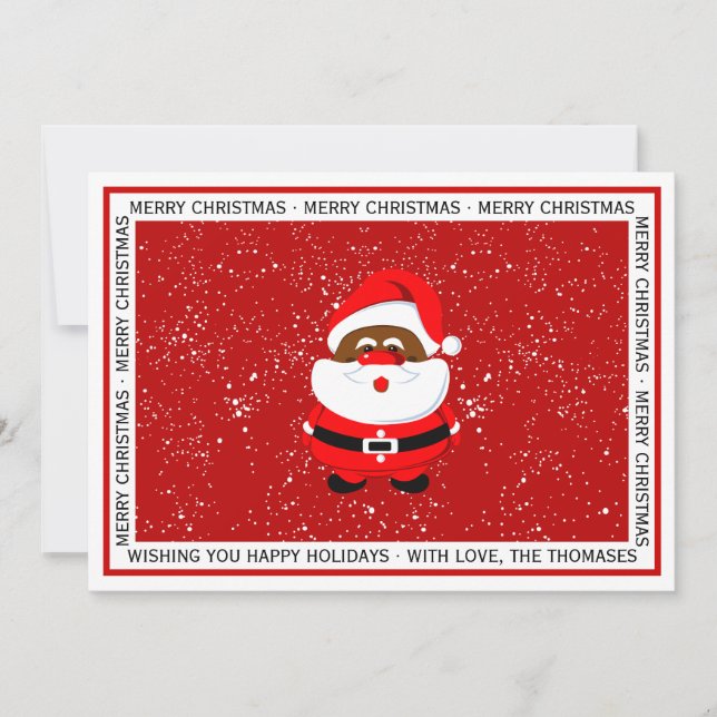 Afroamerikanischer Weihnachtsmann - Weihnachtsrote Feiertagskarte (Vorderseite)