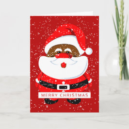 Afroamerikanischer Weihnachtsmann - Weihnachtsrote Feiertagskarte