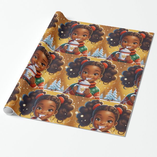 Afroamerikanischer Weihnachtsschokolade Geschenkpapier (Ungerollt)