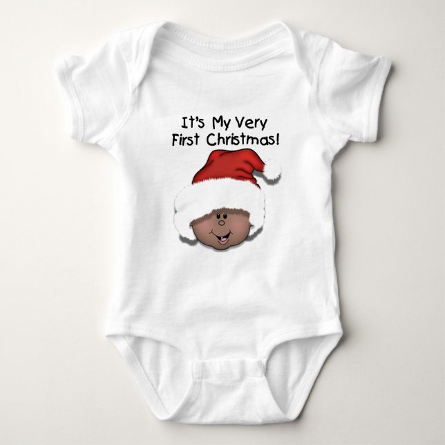 Afroamerikanisches Baby 1. Weihnachten Baby Strampler (Vorderseite)