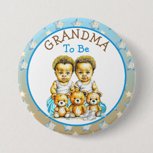 Afroamerikanisches Baby-Duschgranma von Twin Boy Button