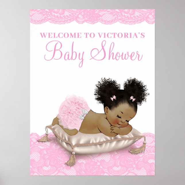Afroamerikanisches Baby-Duschsigne Poster (Vorne)