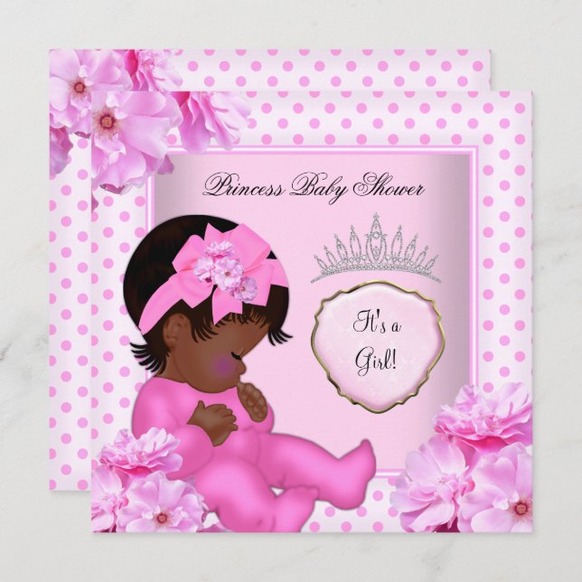 Afroamerikanisches Baby Duwer Girl Sweet Baby Einladung (Vorne/Hinten)