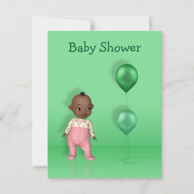 Afroamerikanisches Baby-Girl-Baby-Dusche Einladung (Vorderseite)