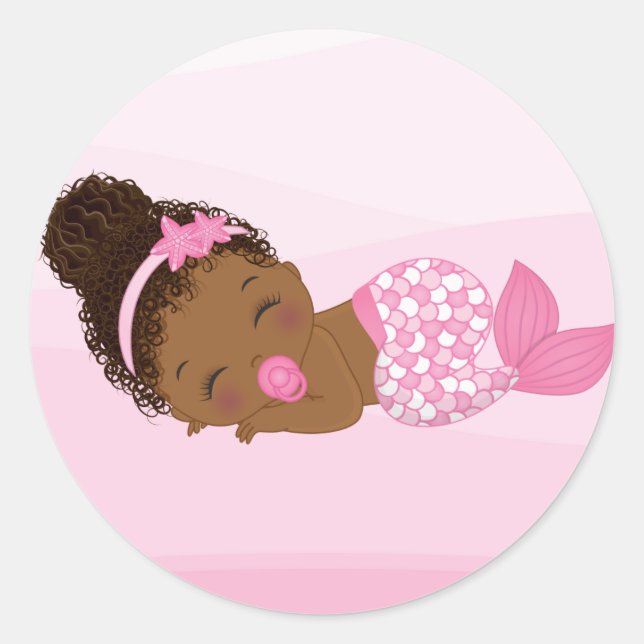 Afroamerikanisches Baby Girl, Baby Mermaid Sticker (Vorderseite)