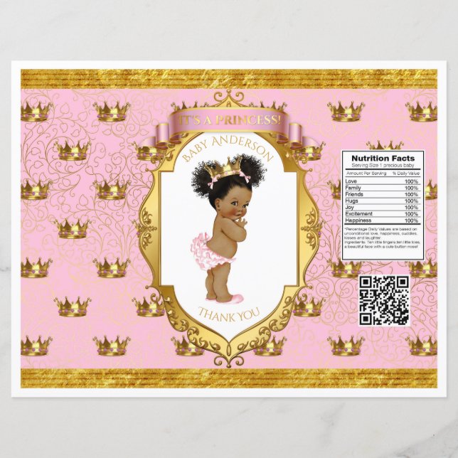 Afroamerikanisches Baby Girl Pink Gold Chip Bag (Vorderseite)