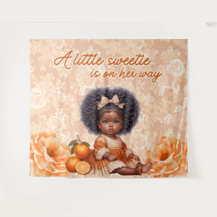 Afroamerikanisches Baby Girl Süßorange Vintag Wandteppich