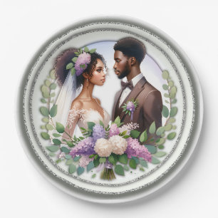 afroamerikanisches Hochzeitspaar Pappteller