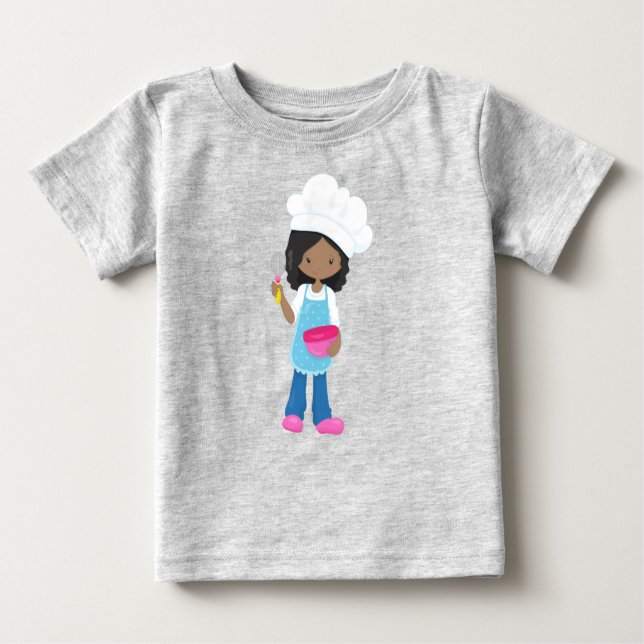 Afroamerikanisches Mädchen, Backen, Bäcker, Kondit Baby T-shirt (Vorderseite)