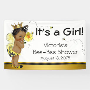 Afroamerikanisches Mädchen-Biene-Baby-Shower Banner